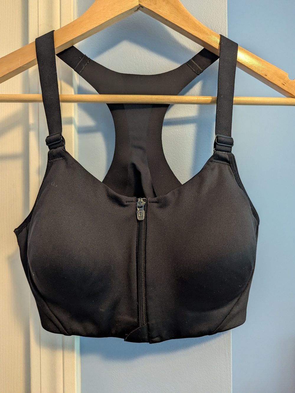 all in motion Black Front-Zip High Support Sports Bra